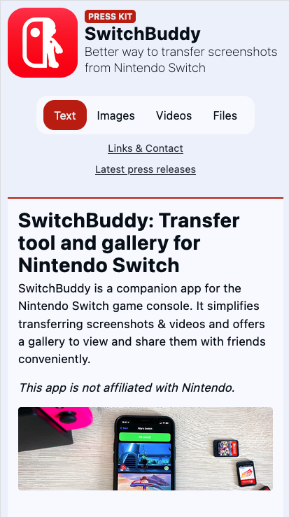 Press Kit example phone