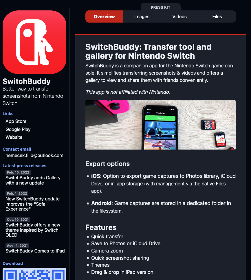 Press Kit example tablet